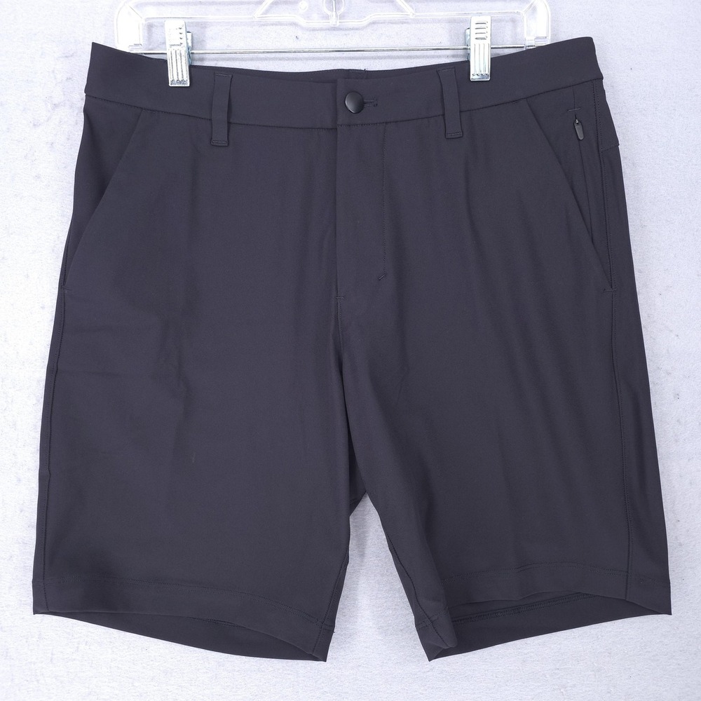 Lululemon Commission Shorts Mens 31 Black Chino Golf 9 Inch Stretch Performance
